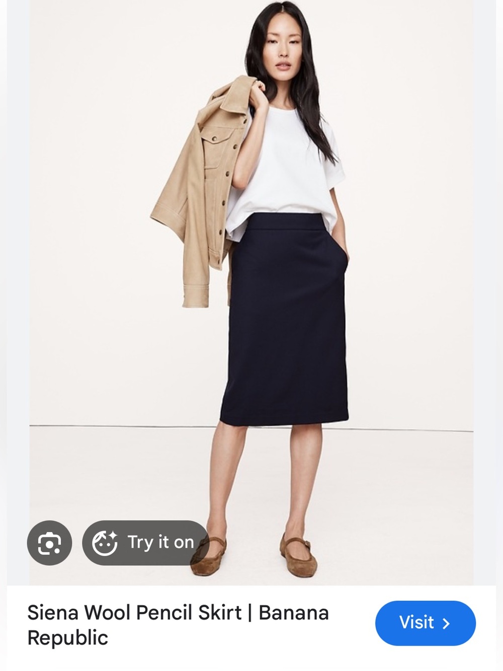 Camel Banana Republic Tailored Pencil Skirt
